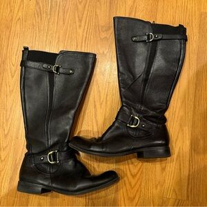 Naturalizer Joylynn Riding Boots, Black Leather, Women's 10 M (Wide Calf)